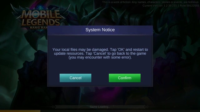 Error loading file mobile legends