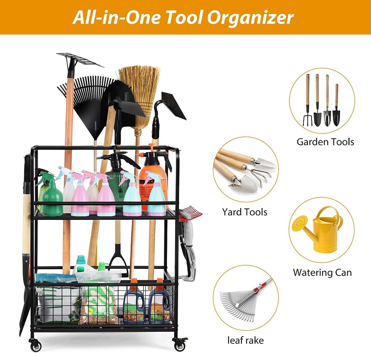 Rolling carts tool organizer for easy movement