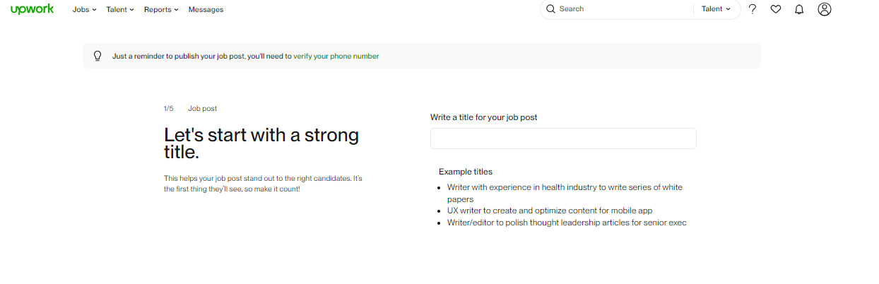 upwork job post title