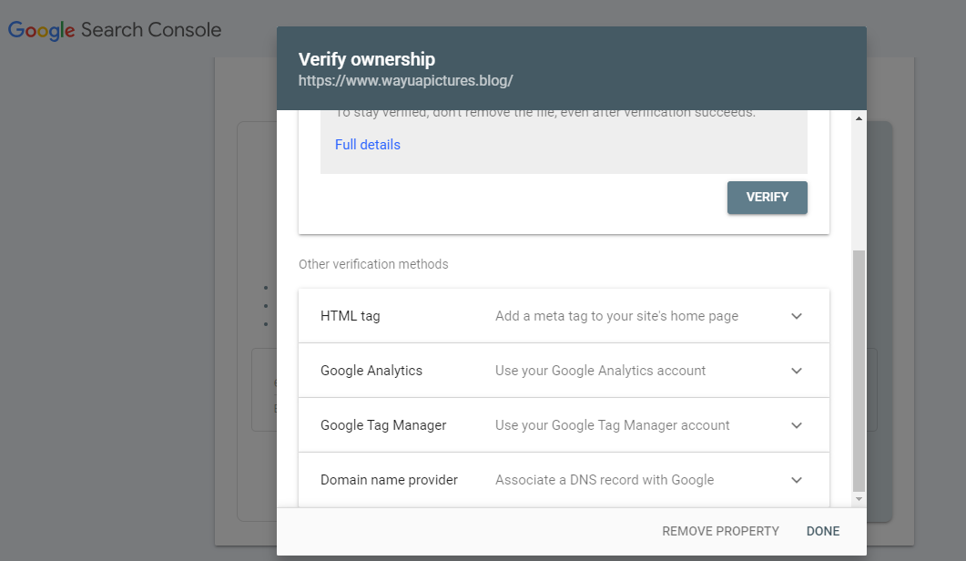 a screenshot of more ways to verify ownership