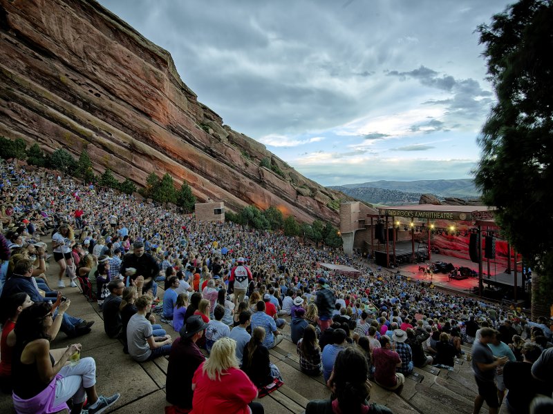 People watching concert at Red Rocks Amphitheatre