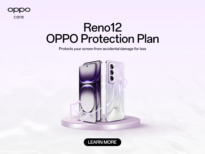 Get your OPPO Reno12 Series 5G today and redeem exclusive MyOPPO App treats and device protection with OPPO Care