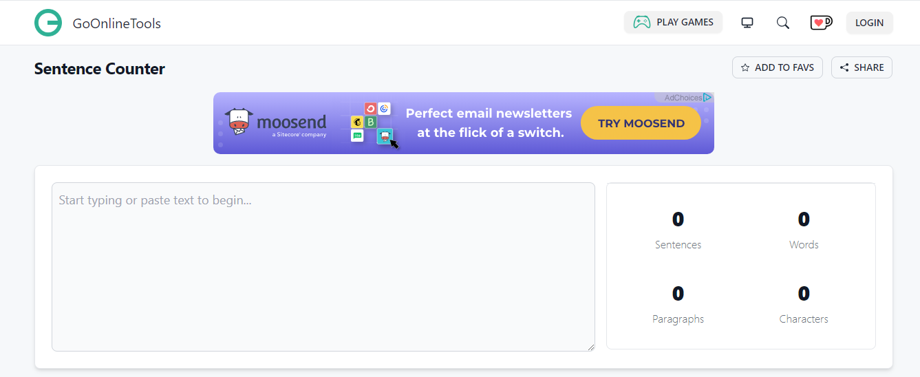 GoOnlineTools.com Sentence Counter
