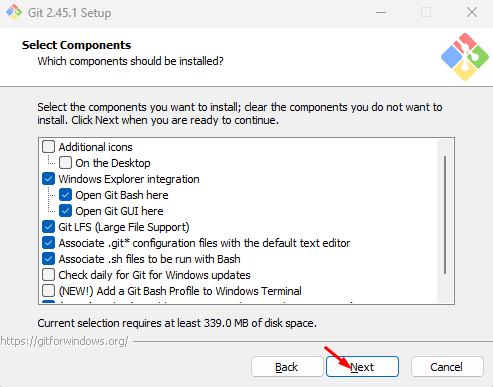 Extract and Launch Git Installer