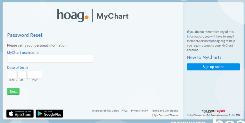 Forgot Password? - Hoag MyChart