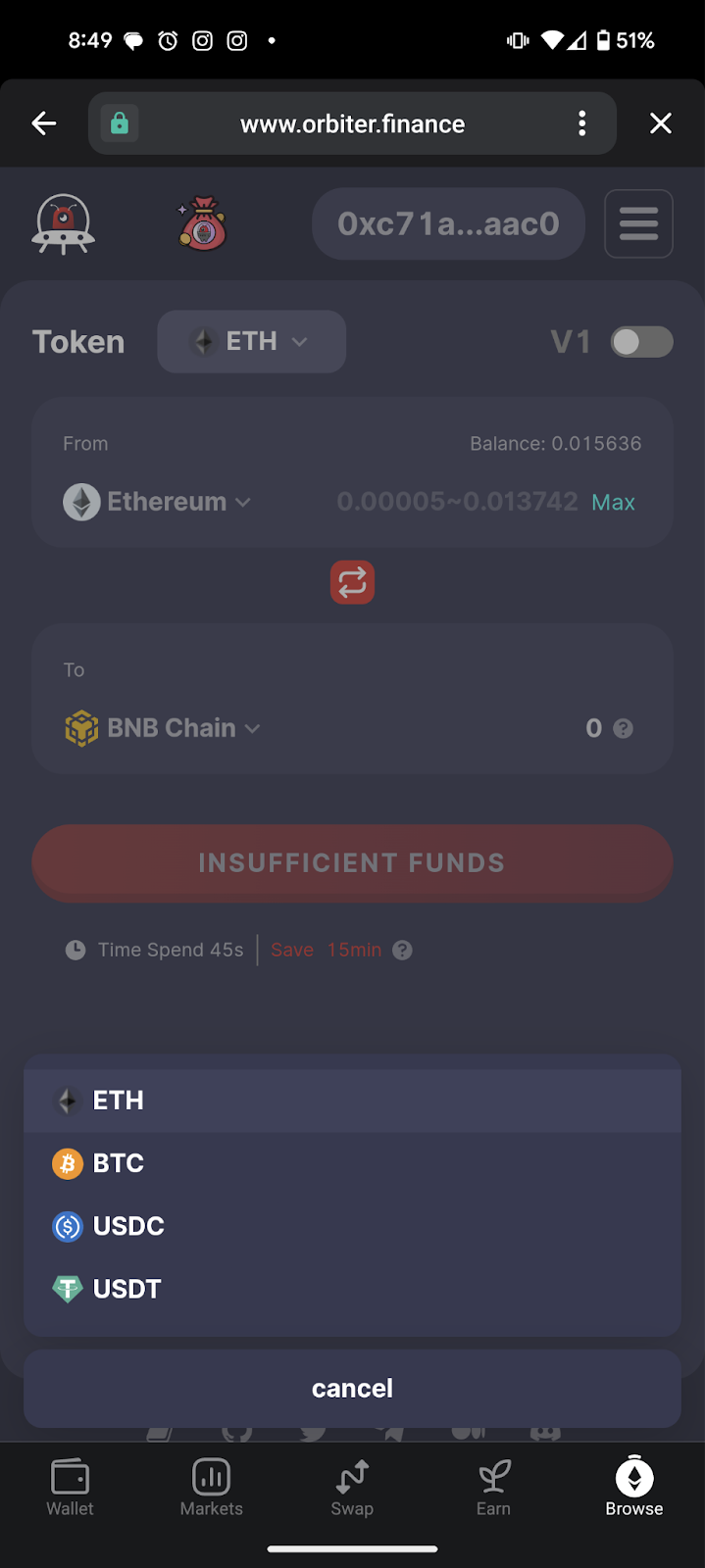 Bridge from Ethereum to BNB Smart Chain with MEW Mobile