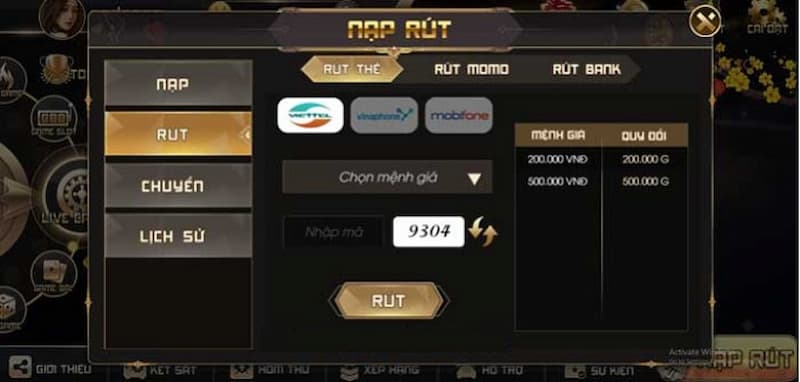 Hệ thống nạp rút tại cổng game siêu nhanh