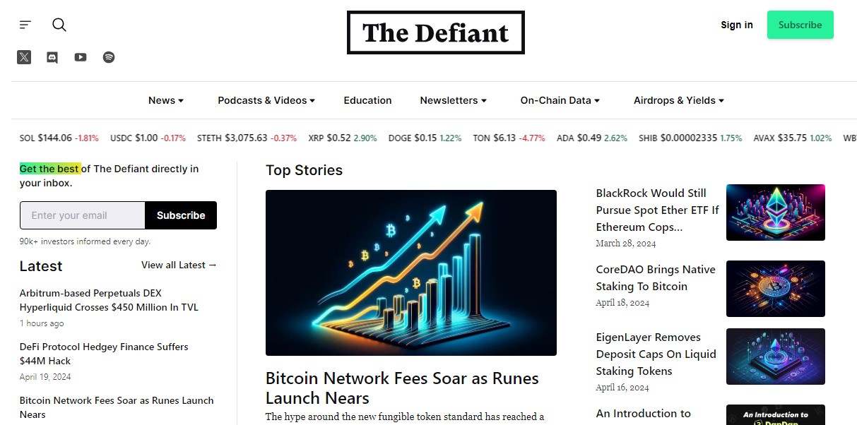 The Defiant  homepage