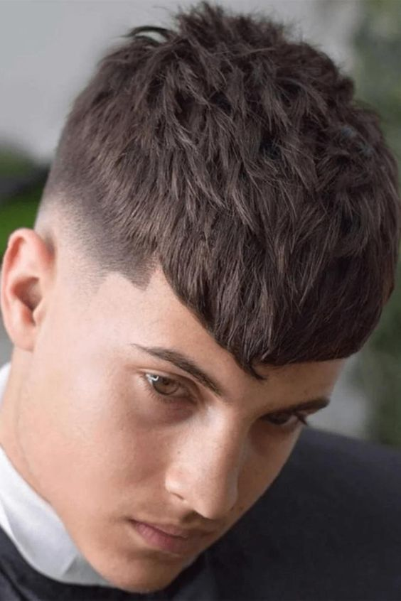 Picture of  a man wearing the gorgeous low taper fringe