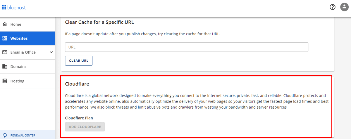 Add Cloudflare Plan to Your Bluehost Site