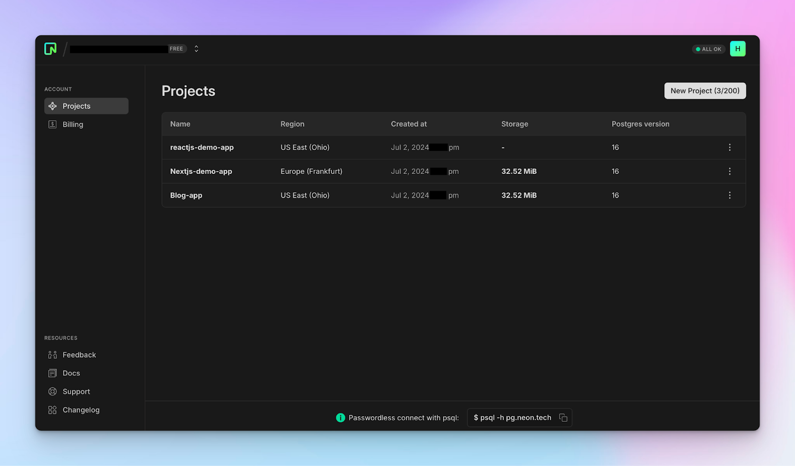 Neon DB Projects Overview