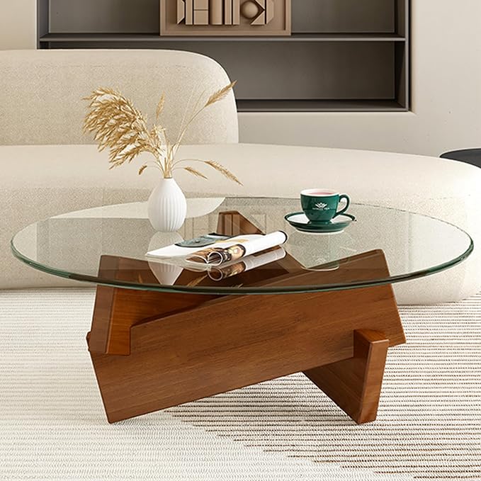 Wood and glass coffee table