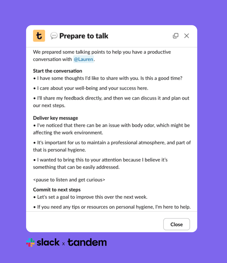 Tandem's app can help your team prepare and deliver feedback