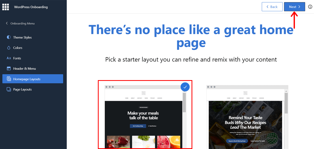 Pick Homepage Layout for Your Website