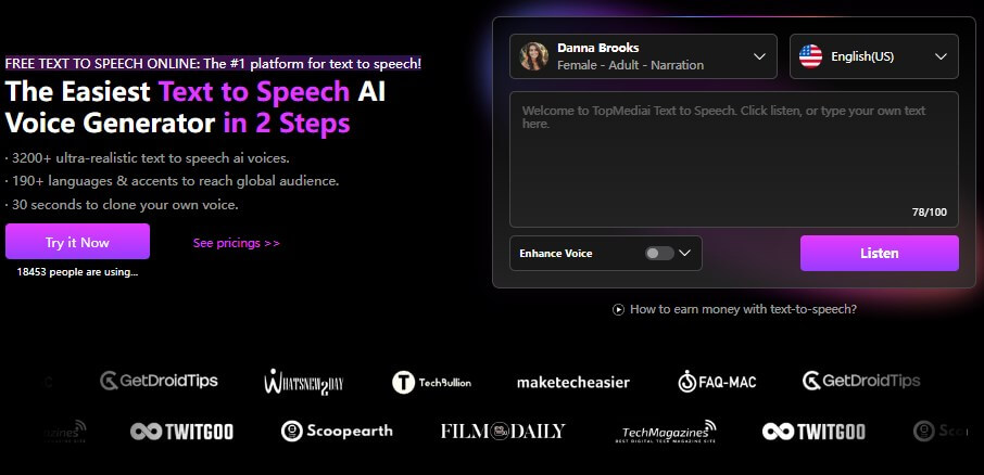 Topmediai – Get Spongebob Voice Via Text to Speech