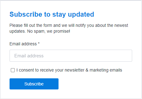 Popup form email template from MailBluster