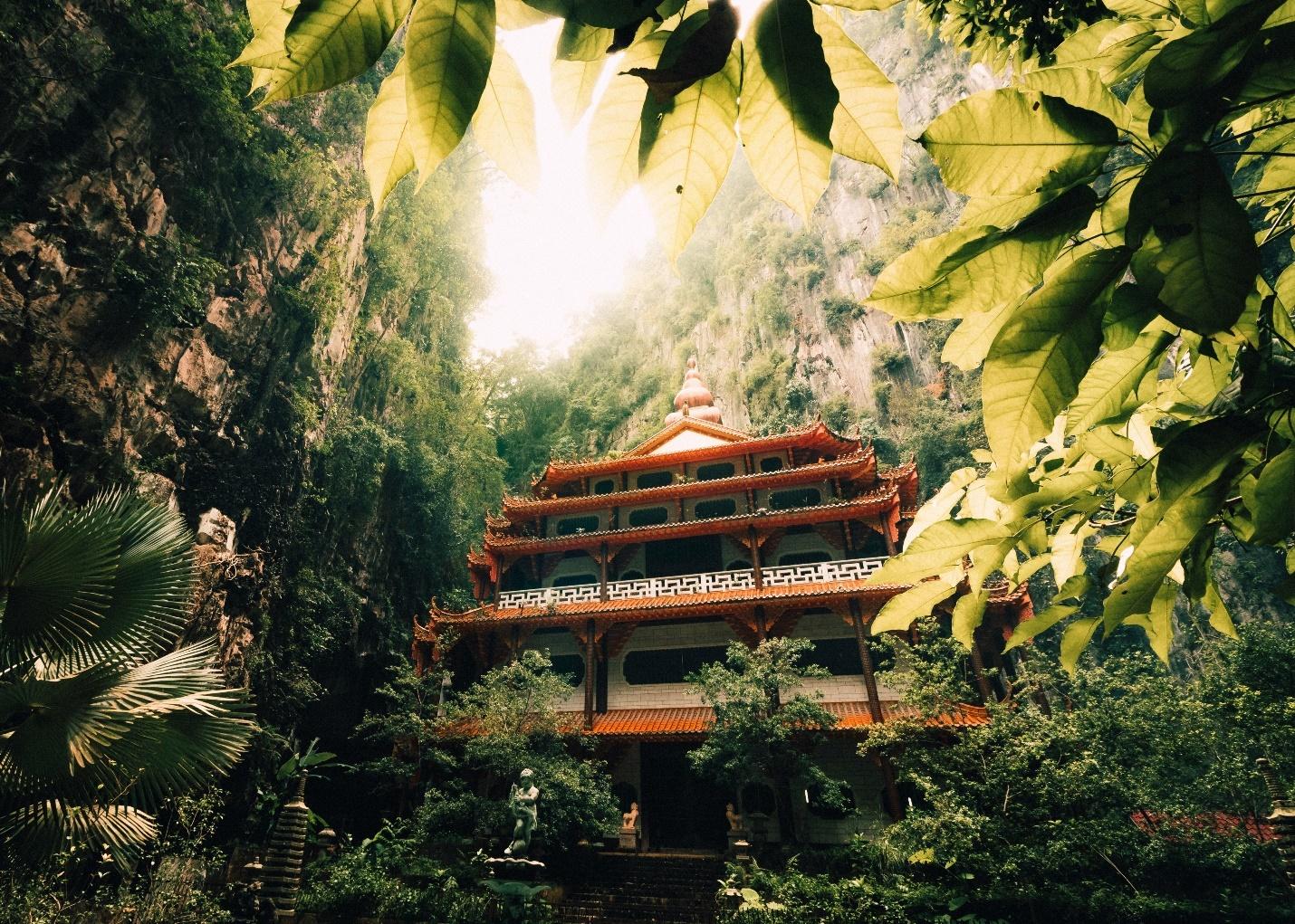 Temple between trees