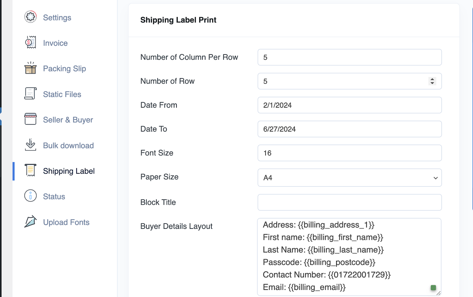 shipping label print