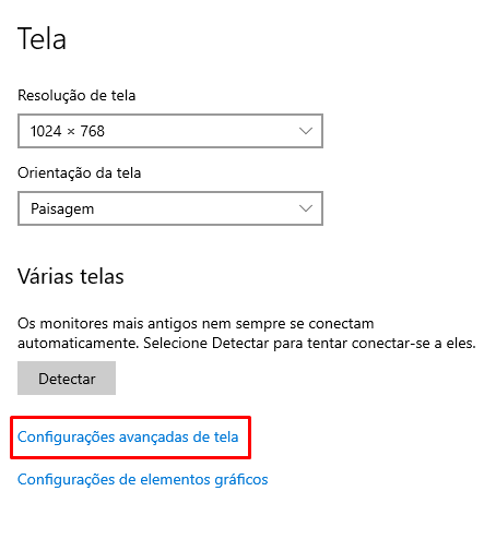 Configurações dos monitores