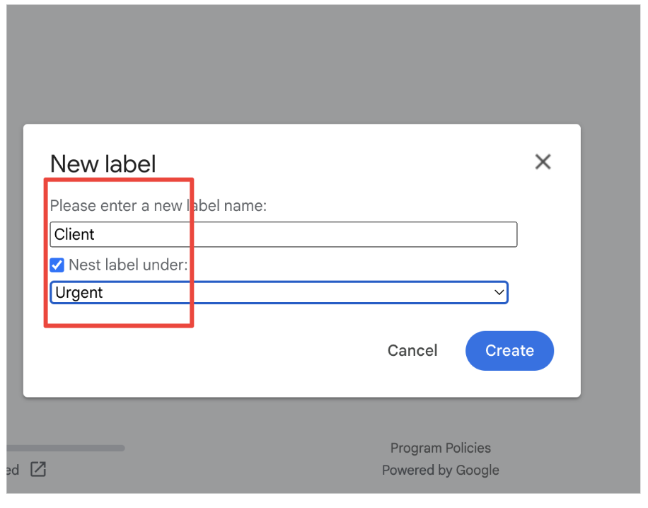 nested label option