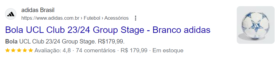 Exemplo de rich snippets, que podem ser otimizados com SEO On Page