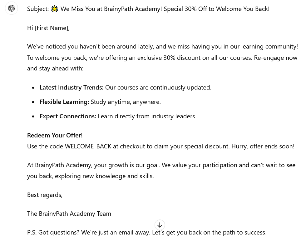 A screenshot of a email
Description automatically generated