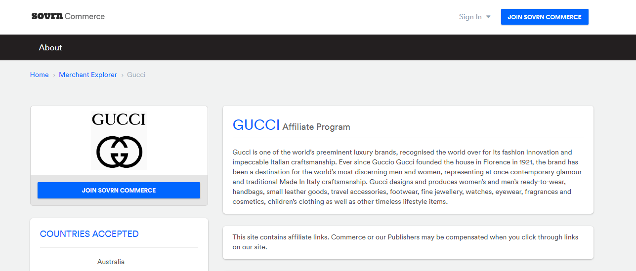 gucci affiliate program