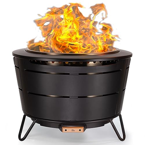 TIKI Brand Smokeless 27.5 in. Reunion Fire Pit, Large Wood ...