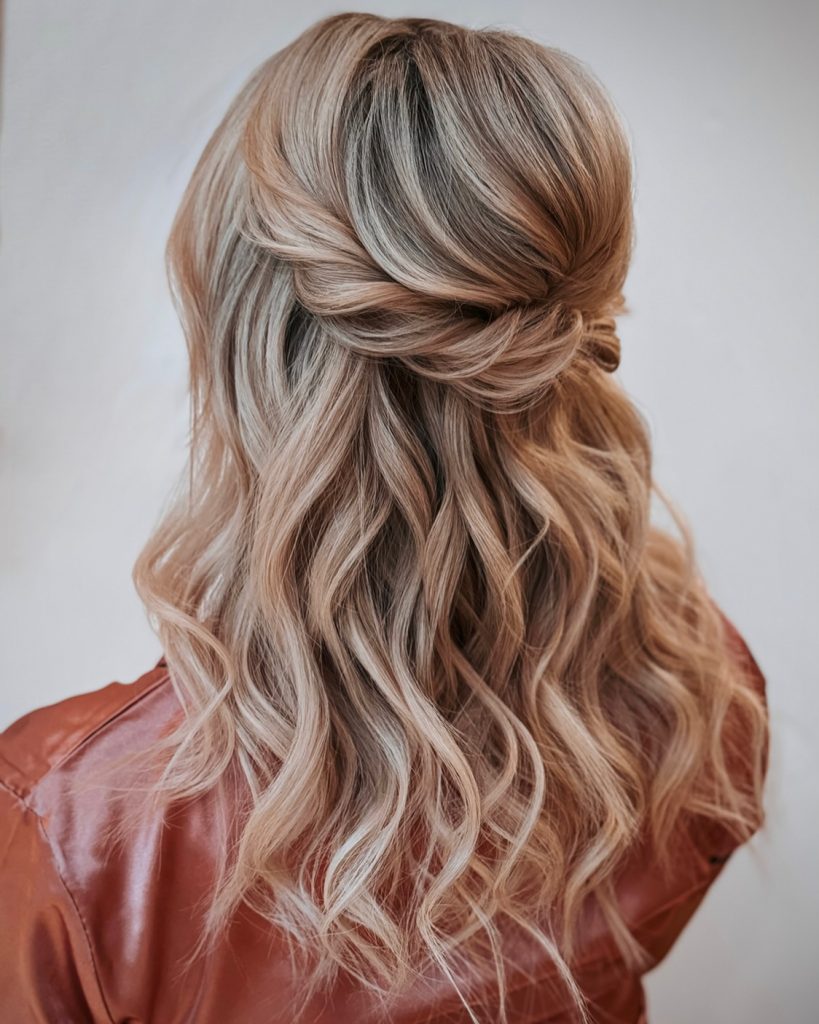 Ondas para cabello largo en fiesta de gala