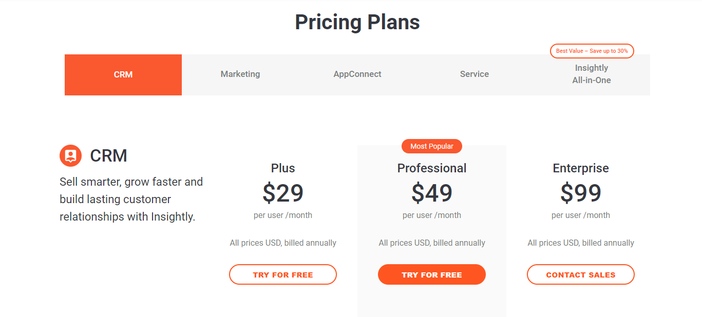 Insightly Pricing Plans