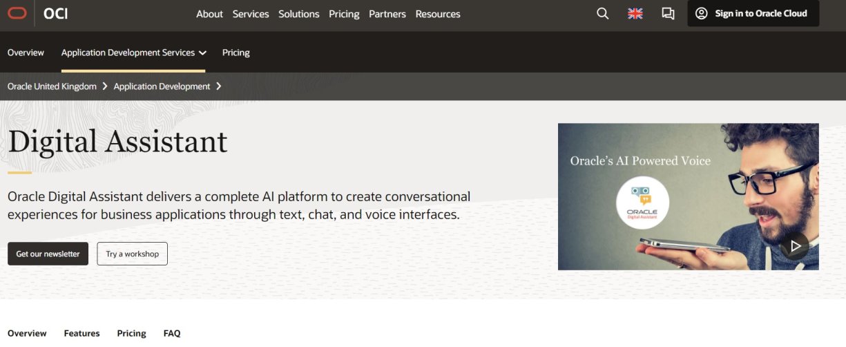 Oracle Digital Assistant Homepage