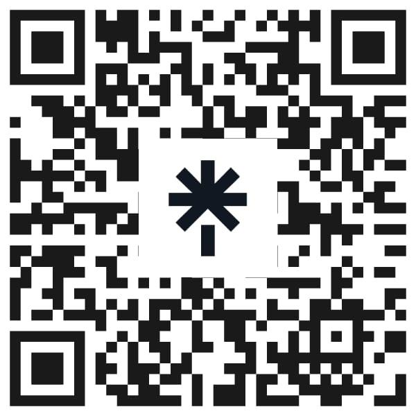 A qr code with a star  Description automatically generated