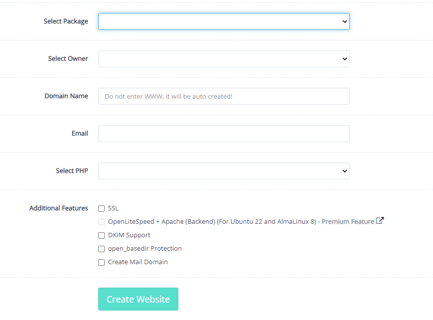 Create Website in CyberPanel | BigCloudy KB 