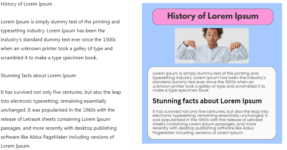 Two different representations of a blog post