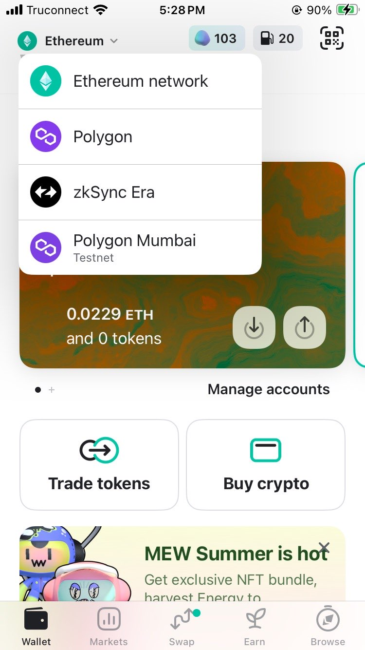 Bridge from Ethereum to Polygon with MEW Mobile