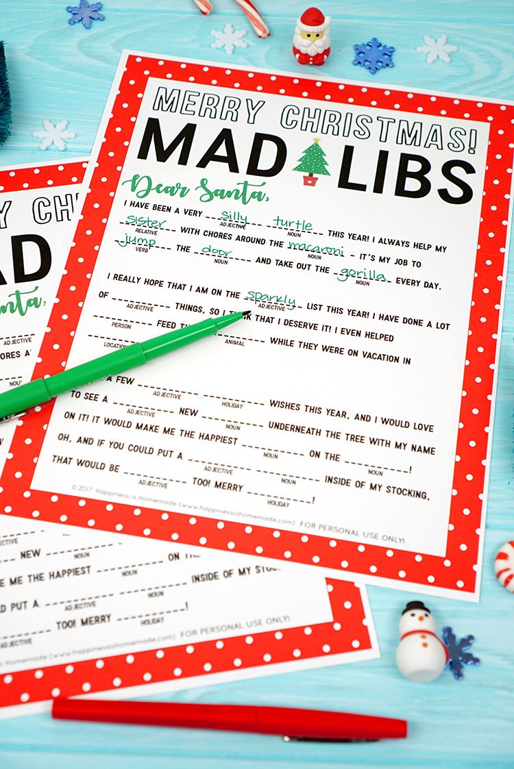 christmas games for kids mad libs