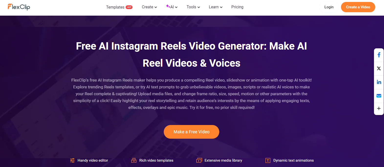 FlexClip AI Instagram Reels Video Maker