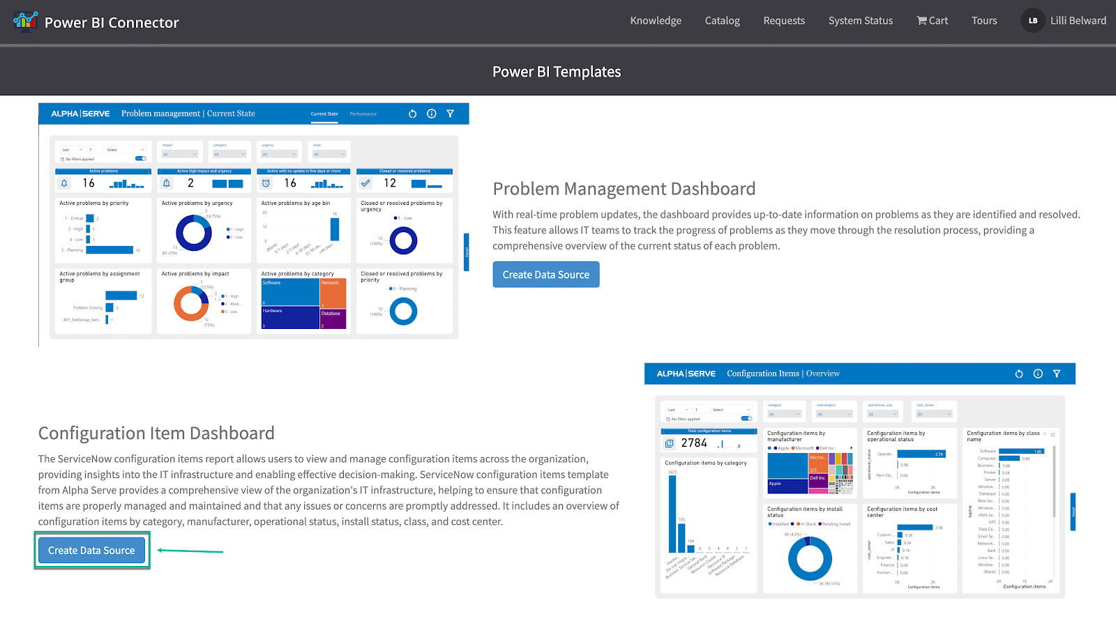 Power BI Connector for ServiceNow Create Data Source
