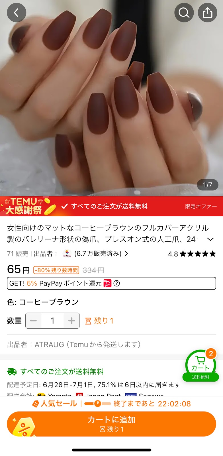 Temu　ネイルチップ