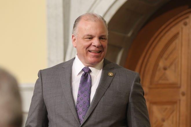 Senate President Stephen Sweeney before the Governor entered the Assembly Chambers to give his State of the State address one January 15, 2019.