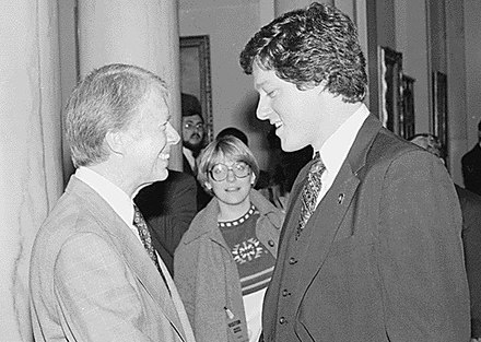 Newly elected Governor of Arkansas Bill Clinton meets with President Jimmy Carter, 1978.