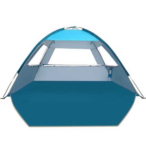 COMMOUDS Beach Tent Sun Shade for 3/4-5/6-7/8-10 Person, UPF 50+ Beach Sun Shelter Canopy Tent, Lightweight, Easy Set Up and Carry