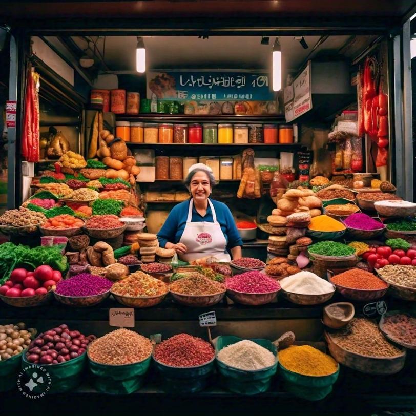 A person standing in front of a counter full of food

Description automatically generated