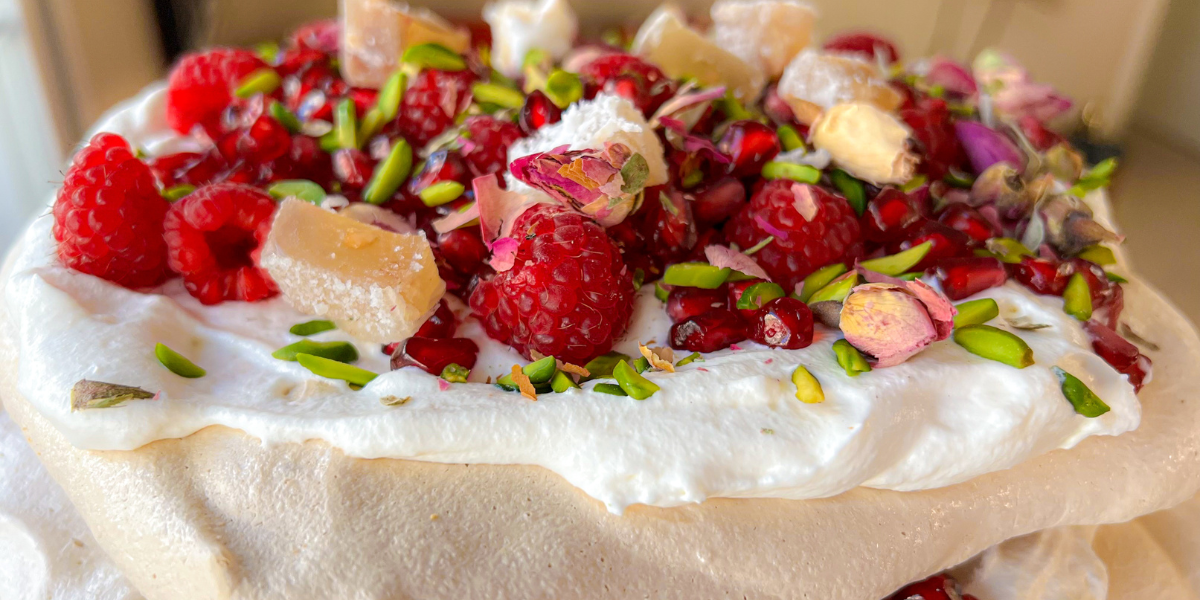 Pistachio and Rose Water Pavlova