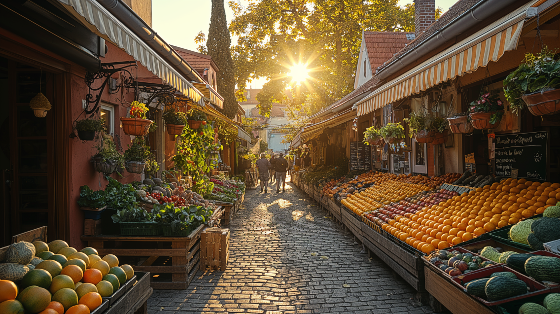 Zagreb's bustling Dolac Market filled with fresh produce and artisanal delights.