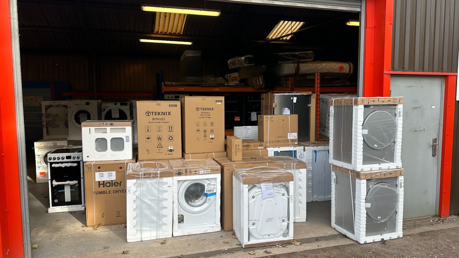 Image of new stock of domestic appliances.