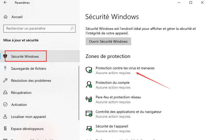 Protection contre les virus et menaces