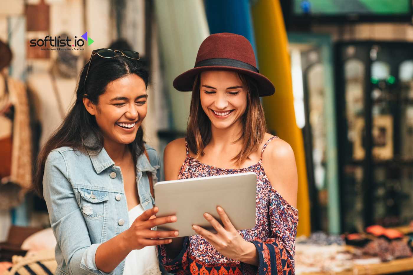 two ladies looking at their notes