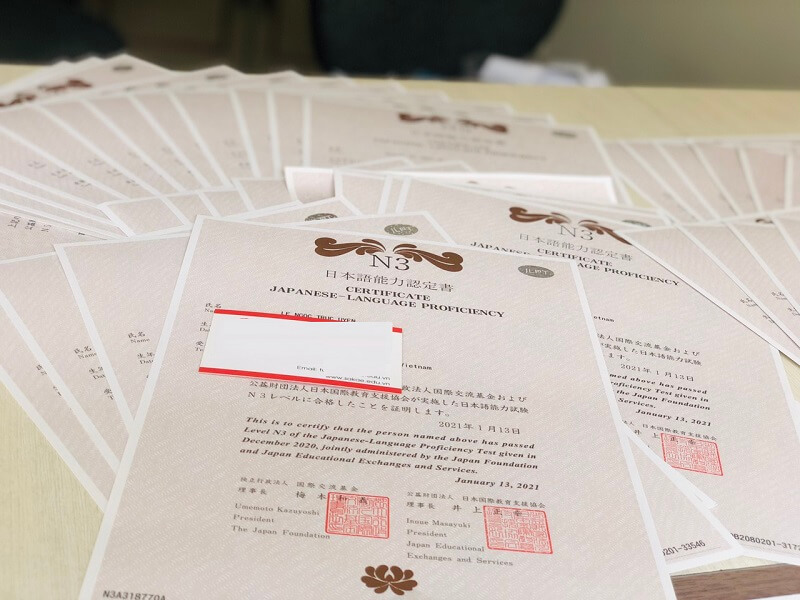 Japanese language certificates