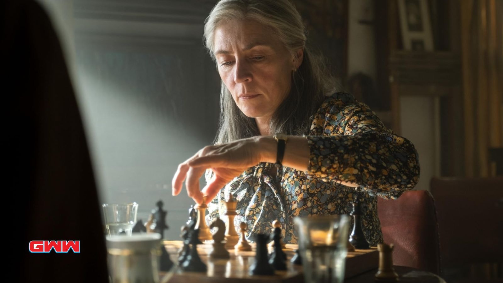 Saskia Reeves as Catherine Standish playing chess, when does Season 4 of Slow Horses come out